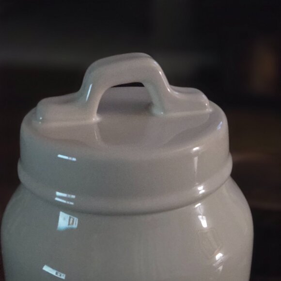 Rae Dunn Puppy Love white ceramic treat canister with lid, black lettering NWOT - Picture 10 of 10